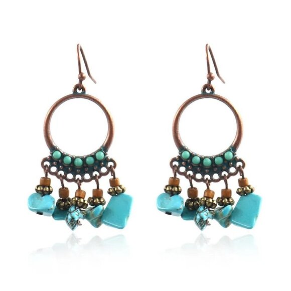 Ethnic Boho Style geometric women’s drop pierced earrings. - Picture 1 of 6